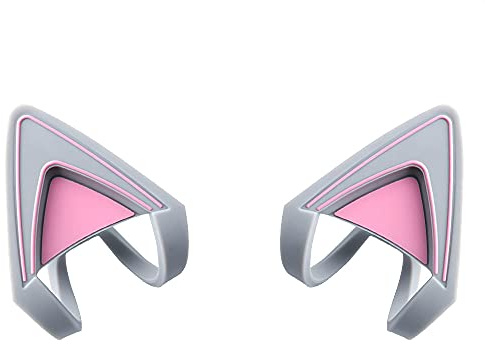 HUYUN Silicone Headsets Cat Kitty Ears Lovely Attachable Accessory Perfect Compatible for SteelSeries Arctis 5, Bose NC700 QC35 Silver Gray White Mercury Headphones