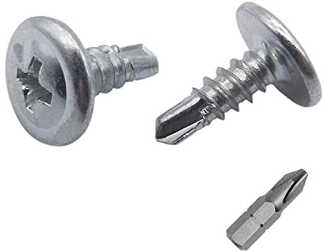 Paquete de 50 tornillos de acero chapado en zinc de 4,2 x 13 mm, cabeza de armadura modificada Phillips, tornillo de chapa autoperforante, autorroscante (50, 4,2 x 13 mm)