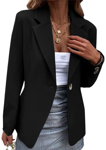 EFOFEI Donne Estate Sottile Cappotto Ufficio Lavoro Blazer Giacca Semplice Elegante Outwear Casual Work Blazer Nero M