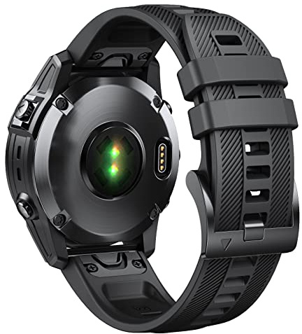 NotoCity 22mm Quick-Fit Armband für Garmin Fenix 5/Fenix 5 Plus/Fenix 6/Fenix 6 Pro/Fenix 7, Weiches Silikon-Ersatzband für Garmin Forerunner 935 Band 945/955/754/Approach S60/S62 Schwarz