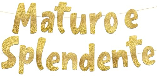 Striscione Maturo e Splendente Oro Glitterato – Decorazioni Compleanno Divertenti, Gadget & Regali per Feste