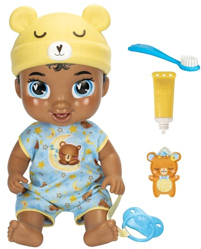 Baby Alive Lil Dreamer Snoozer Bear Sleepy Boy Baby Doll Set, Black Hair, Fun Sleepover Theme, Preschool Toys for Kids 3 Years & Up