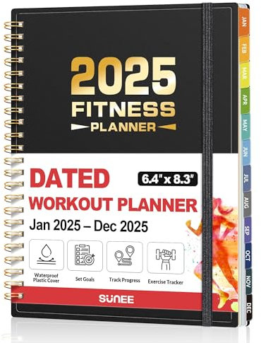 2026 Fitness Workout Journal Planner for Women & Men, JAN 2026 - DEC 2026 Exercise Planner, 6.4 x 8.3 Workout Calendar Journal Essentials Gift for Goals, Tracking, Gifts with PVC Plastic Cover,Black