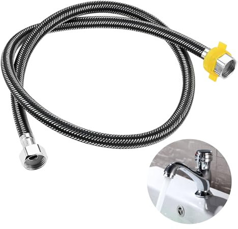 DRELD 1 Stück Flex Schlauch Armatur, Edelstahl Anschlussschlauch G1/2 x G1/2, Panzerschlauch Wasserhahn, Dusche Umflechtung Flexschlauch für Wasserhahn Mischbatterie (100CM)