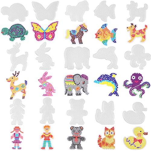 15 Stück Bügelperlen Platten, Vorlagen für Bügelperlen 5mm, TierSteckperlen Platten mit Bügelpapier Zubehör, Tier Muster Steckplatten für Kinder, Jungs, Mädchen DIY Handwerk