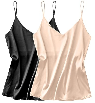 Ekouaer Womens Silk Camisole Sleeveless Cami Vest Top Tank Tops M