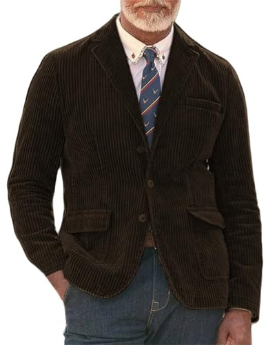 Blazer en velours côtelé pour homme – Veste de costume vintage coupe ajustée – Manteau de bureau rétro doux et confortable pour homme – Blazer léger à simple boutonnage – Veste décontractée classique