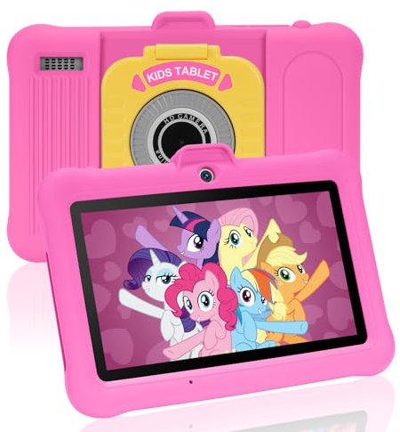 TABTIVI 7 Inch Android Kids Tablet, 8 (3+5) GB RAM, 64GB ROM (TF 128GB), GMS Certified, Pre-Installed Apps, Educative, Parental Control, WiFi, Pink