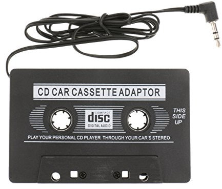 Adaptateur cassette audio auxiliaire 3,5 mm pour téléphone MP3 Noir