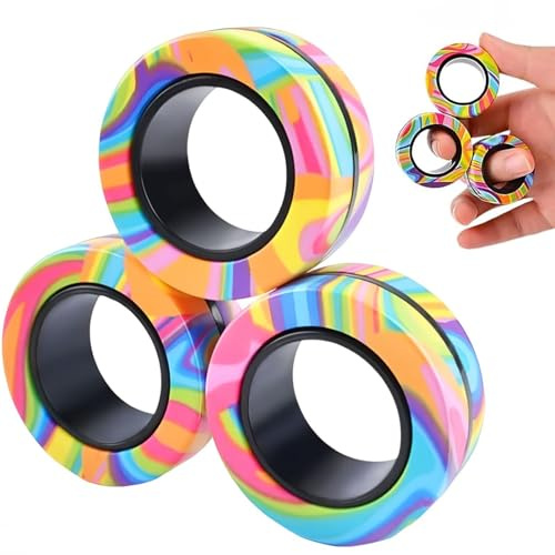 iPobie 1 Pezzi Anelli Magnetici Fidget Toys,Anelli Magnetici Giocattolo Agitarsi,Magneti Anti Stress Giocattoli ad Anello,Ottimo Regalo Per Adulti Ragazzi Bambini