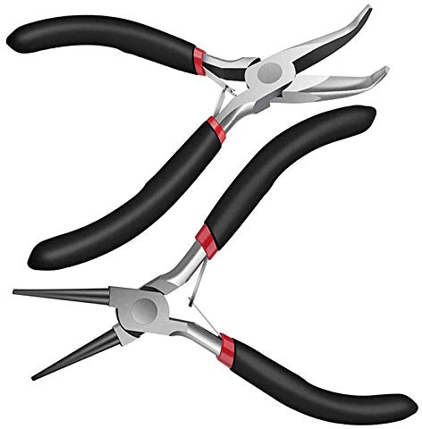 Pomoflexi 2Pack Pinze A Becchi A Catena Piegata e Pinze A Becchi Tondi per Lavori e Riparazioni, Forniture per la Produzione di Gioielli