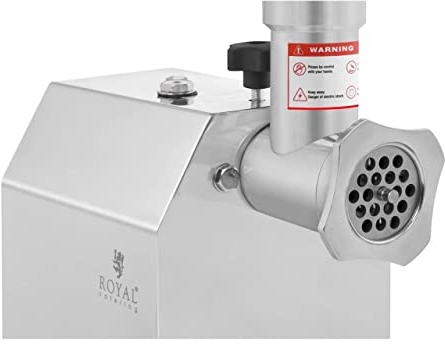 Royal Catering RCFW 70-600ECO Picadora de Carne Eléctrica Profesional (70 kg/h, 600 W, Marcha Retrógrada, Orificios de 5/7 mm, Acero Inoxidable) ECO
