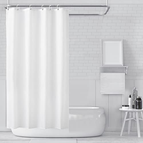 Carttiya Cortina de Baño, Cortina de Ducha Blanca, Tela Impermeable y Antimoho, Cortina de Fibra y Poliéster, Lavable a Máquina, 120x180cm con 12 Anillas, Diseño de Dobladillo Ponderado