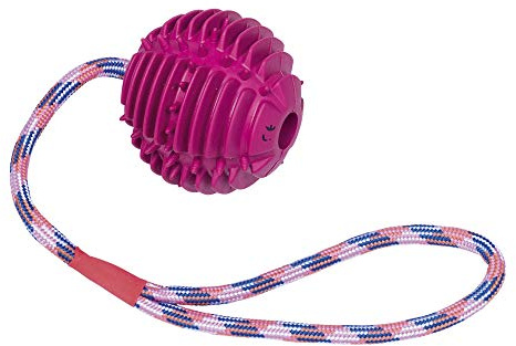 Nobby Vollgummi Ball mit Seil Ball: 7,5 cm; Seil: 30 cm