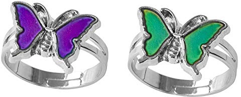 swqfzki Mood Rings 2 Pcs Butterfly Color Changing Color Emotion Feeling Adjustable Size Finger Ring Womens Girls