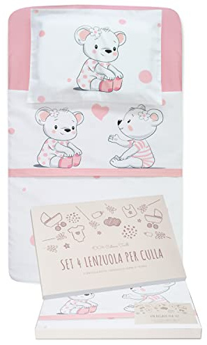 GOYSILA Sabanas Next2Me Chicco 4Piezas 100% Algodon Certificado Oeko-Tex Colchón 50x83cm 2 Sabana Bajera 1 Sabana Encimera 1 Funda de Almohada Compatible Cuna Next to Me Lullago Kinderkraft (Osos)