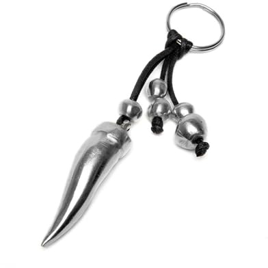 Vestopazzo portachiavi con corno porta fortuna,grandezza 5 cm, realizzato a mano in alluminio 100% riciclato AL06060