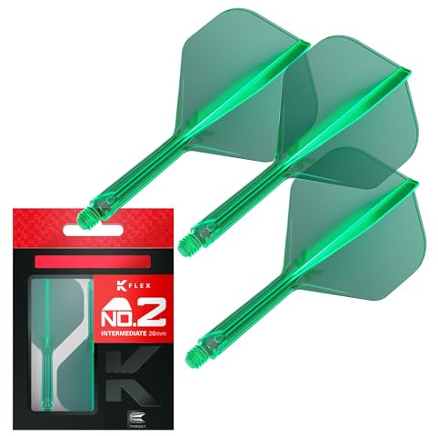 Target Darts K Flex Integrierter Dart-Flug und -Schaft, Nr. 2 Grün (Mittelstufe) | 3er-Pack K-Flex - Nr. 2, Präzisionsgeformte 2-in-1-Dart-Flüge und Dart-Schäfte | Professionelles Dart-Zubehör