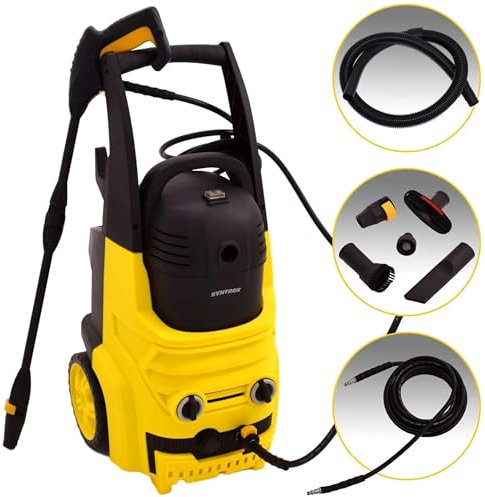 Syntrox Energy Hochdruckreiniger Grumiu mit Industriesauger, 2500 Watt, 165 bar, Kombigerät, Leichte Druckregulierung, 13 Kg, 39 × 33,5 × 58 cm, Effizient, Anti-Drill-System,