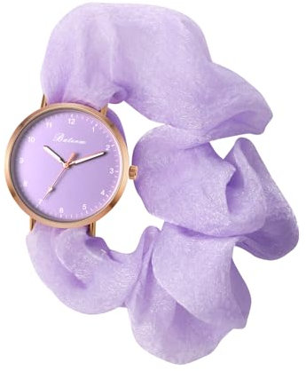 Silverora Armbanduhren Damen Elastische Damenuhren: Klare Leicht Ablesbare Ultradünne Analoge Quarz Uhren Damen Einziehbare Stretchband Haarbanduhr Studentenuhren Geschenke für Frauen Mädchen Lila