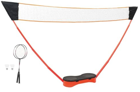 vidaXL Badminton Set with 2 Rackets, Net and Storage Case, Badminton Combo Set with Shuttlecock, Badminton Racket for Indoor Outdoor Sports