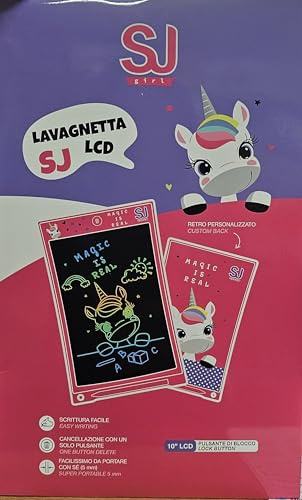 Pizarra LCD SEVEN SJ Girl con pantalla LCD de 10 pulgadas, borrado con un solo botón, portátil de 5 mm, Unicornio