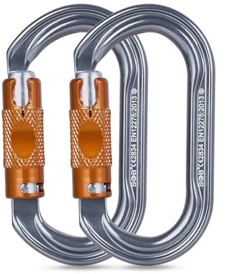 SOB Heavy-Duty Steel Carabiners 2 pcs-27 kN – Auto-Locking Climbing Carabiners with Industrial Strength for Keychains, Outdoor Equipment, Backpacks, Hiking, and Camping