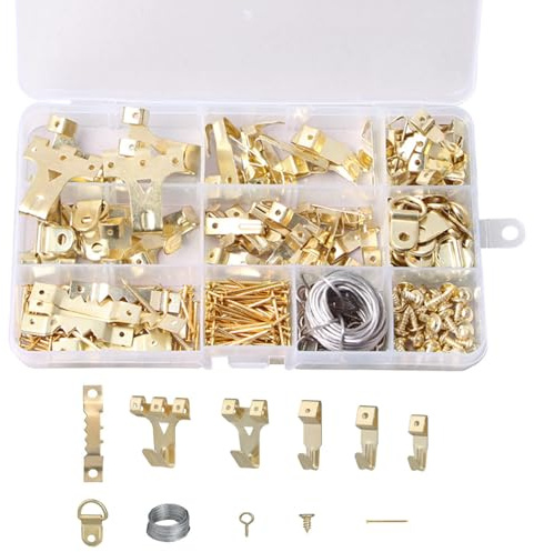 220pcs Picture Hanging kit with Picture Wire, Nails, Sawtooth, D Ring, Screw Eyes, Picture Hanging Hooks for Hard Walls