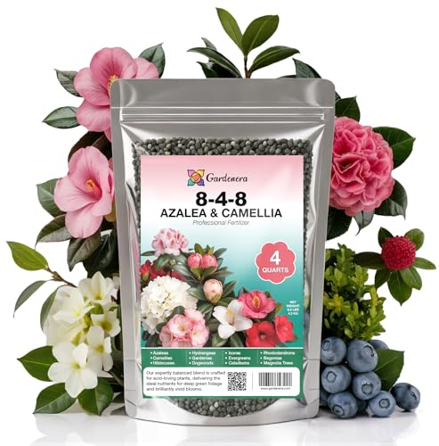 Gardenera 8-4-8 Professional Fertilizer for Azaleas, Camellias, Hydrangeas, Blueberries, Gardenias, Magnolia Trees, Evergreens and Rhododendrons - Ideal Iron-Rich Plant Food - 4 QUARTS