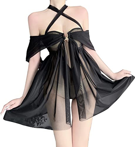 Reggiseno in Pizzo Reggicalze E Calze Completo Perizoma Sexy per in Tinta Unita Traslucida Vestito Perizoma Completino Donna Hard Vestiti per Natale Donna Black One Size