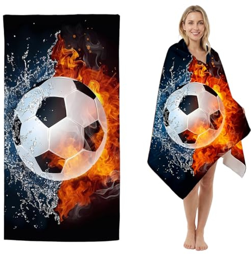 WFKKMEQ Fútbol Toalla de Playa de Microfibra, Fútbol Manta Playa de Microfibra 3D Ligera y Portátil Toalla Sauna Toallas de Baño Toallas de Playas Ultraligera y Secado Rápido para Piscina, Camping