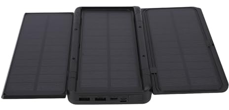 Fockety Caricabatterie Solare Power Bank, 10000mAh Solar Power Bank UPS 3 Pannelli Solari Pieghevoli Ingresso USB C Uscita PD20W Caricatore Portatile a Ricarica Rapida con Luce SOS per