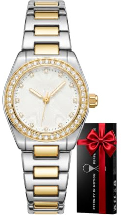 CIVO Montre Femme Acier Inoxydable: Argent Vintage Analogique avec Aiguilles Lumineuses - Petit Etanche Quartz Lunette Sertie de Diamant - Idéale pour Femme Travail et Quotidienne