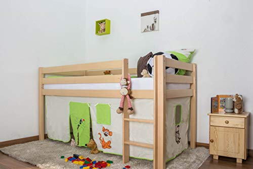 Easy Möbel Hochbett Julian Buche massiv Natur, inkl. Rollrost - 90 x 200 cm