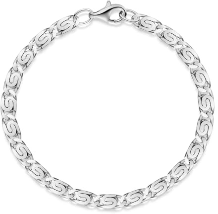 MATERIALIA S pansarkedja herrarmband silver 925 – herrarmband 5 mm rodiumpläterade diamanterade herrsmycken 19–24 cm i låda, 23 cm, Sterlingsilver