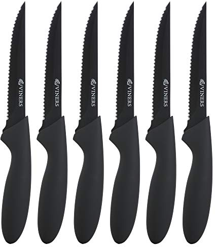 Viners Everyday 6 Piece Black Stainless Steel Steak Knives