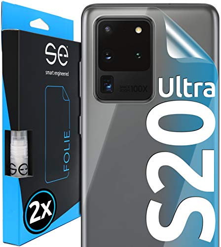 2x se® Film de Protection 3D pour Samsung Galaxy S20 Ultra - Arrière Transparent, Auto-réparateur, Facile à Installer sans Bulles, Ultra-Clair, Protège Contre Saleté, Rayures, Fabriqué en Allemagne