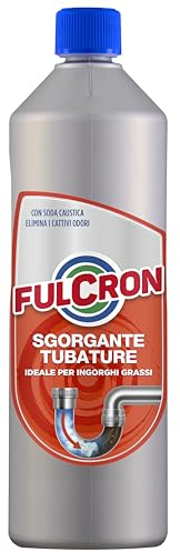 Fulcron 2559 Sgorgante Tubature, Stura scarichi rapido e Sicuro, Disotturante per Ogni Tipo di residuo, Formula disgorgante Adatta a WC, Lavabi, Doccia e Bidet, Incolore, 1L, 1 pezzo