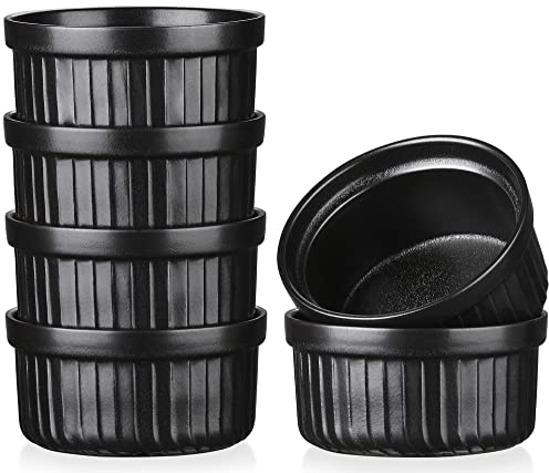 Soufflé Förmchen, vancasso FORTE 6 teilige Dessertschale Förmchen Set aus Steingut für Muffins, Cupcakes Creme Brulee, Fondants, 9 x 9 x H 5 cm, 180ml