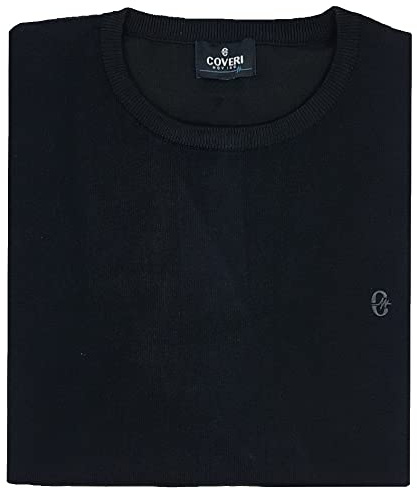 Coveri Maglia Maglione Pullover Uomo Slim Fit Girocollo Colorato M L XL XXL (XXL - Nero)