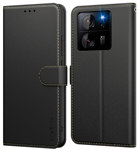 SineOrdo Cover Xiaomi 13T 5G & 13T Pro 5G Custodia, Custodia Xiaomi Mi 13T 5G & 13T Pro 5G Libro Flip Folio Case PU Pelle Stand - Nera