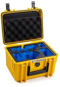 B&W Transportkoffer Outdoor für DJI Mini 4 Pro Drohne und Fly More Combo - Type 2000 Gelb - wasserdicht nach IP67 Zertifizierung, staubdicht, bruchsicher und unverwüstlich