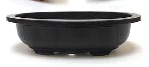KEILEOHO 12 Stück Oval Bonsaischale Kunststoff, 38 x 29 x 9 cm Ovaler Blumentopf Schwarz, Ovale Bonsai Schale Pflanztopf für Innen und Draußen