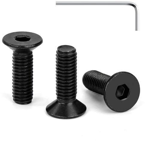 Tunejoy Viti a Testa Svasata M5 x 16 mm Nero Vite a Brugola Bulloni in Acciaio Inox A2 V2A Viti a Testa Piatta Norma DIN 7991 con Chiavi a Esagono Filettatura Completa 30 pezzi