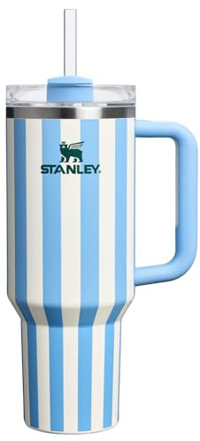 STANLEY Quencher H2.0 Tumbler with Handle and Straw, 3-Mode Flowstate Lid, Travel Cup Holder Compatible, Stainless Steel, Insulated, BPA-Free, Frosted Cornflower Cabin Blue, 1.2 litres