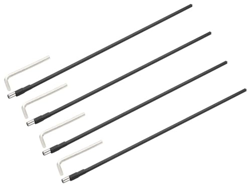 sourcing map Lot de 4 tiges bidirectionnelles de 570 mm avec clé en L de 4 mm, outils luthier pour guitare électrique acoustique, basse, réglage de la réparation du manche, noir