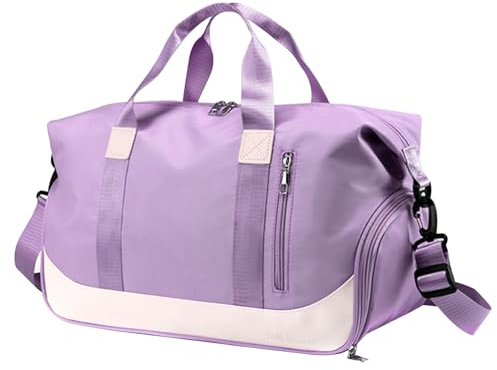 Bolsa de Viaje 35L Bolsa de Deporte Impermeable, Bolsa de Fin de Semana con Compartimento Zapatos Hombre Mujer, Bolsa de Transporte Bolsa de Equipaje, Bolsa de Noche Bolsa de Gimnasia Yoga (Púrpura-2)