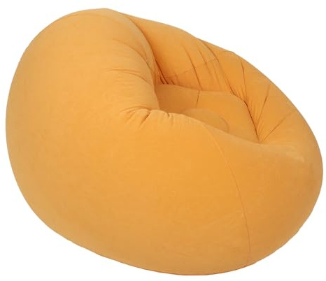 PRETYZOOM Pouf Gonflable d'Extérieur Floqué Orange Fauteuil Gonflable Compact et Léger Canapé-Lit Portable Imperméable pour Camping Plage Pique-Niques et Voyage Siège Relax Ergonomique