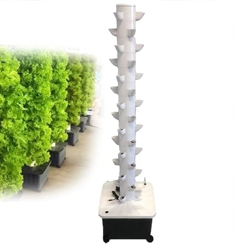 Aeroponic - Torre da giardino per erbe, frutta e verdura, 15 piani, 45 fori, con ruote e pompa dell'acqua per coltivazione senza suolo