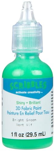 Scribbles Shiny-Bright Green Dimensional Fabric Paint 1 Ounce SC-1-134